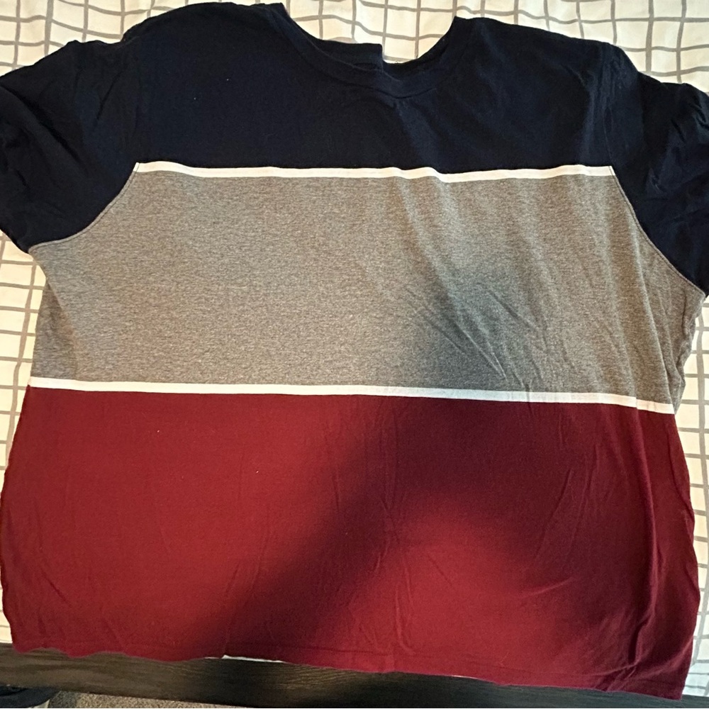 Old Navy Colorblock T-Shirt in Blue, Gray, and Burgundy